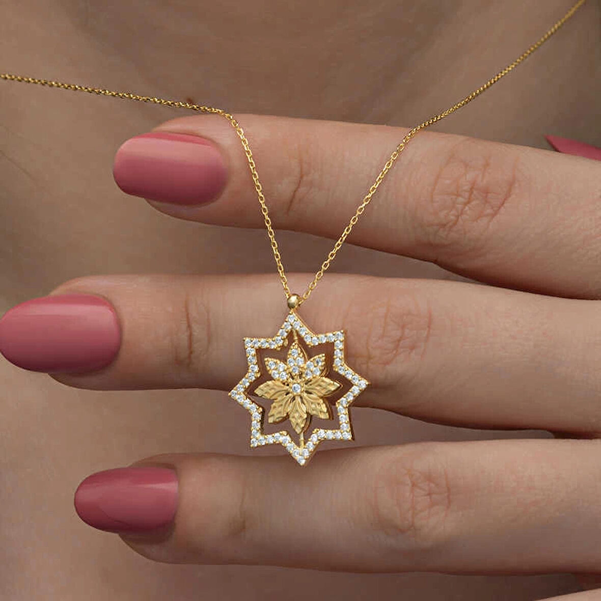 Supertrend Gümüş Gold Kar Tanesi Kadın Kolye