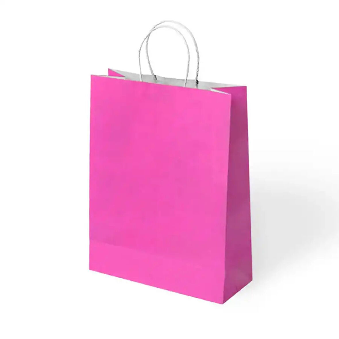 Fuşya Büküm Saplı Kraft Çanta 25x31cm