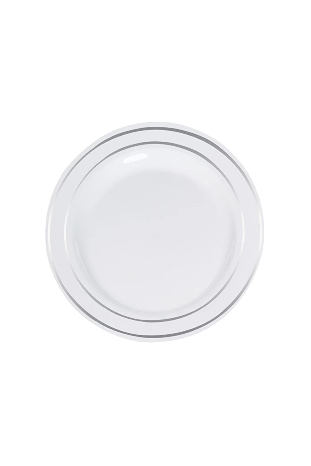 Supertrend Lüks Plastik Tabak Gümüş Yaldızlı Beyaz 19cm 6lı