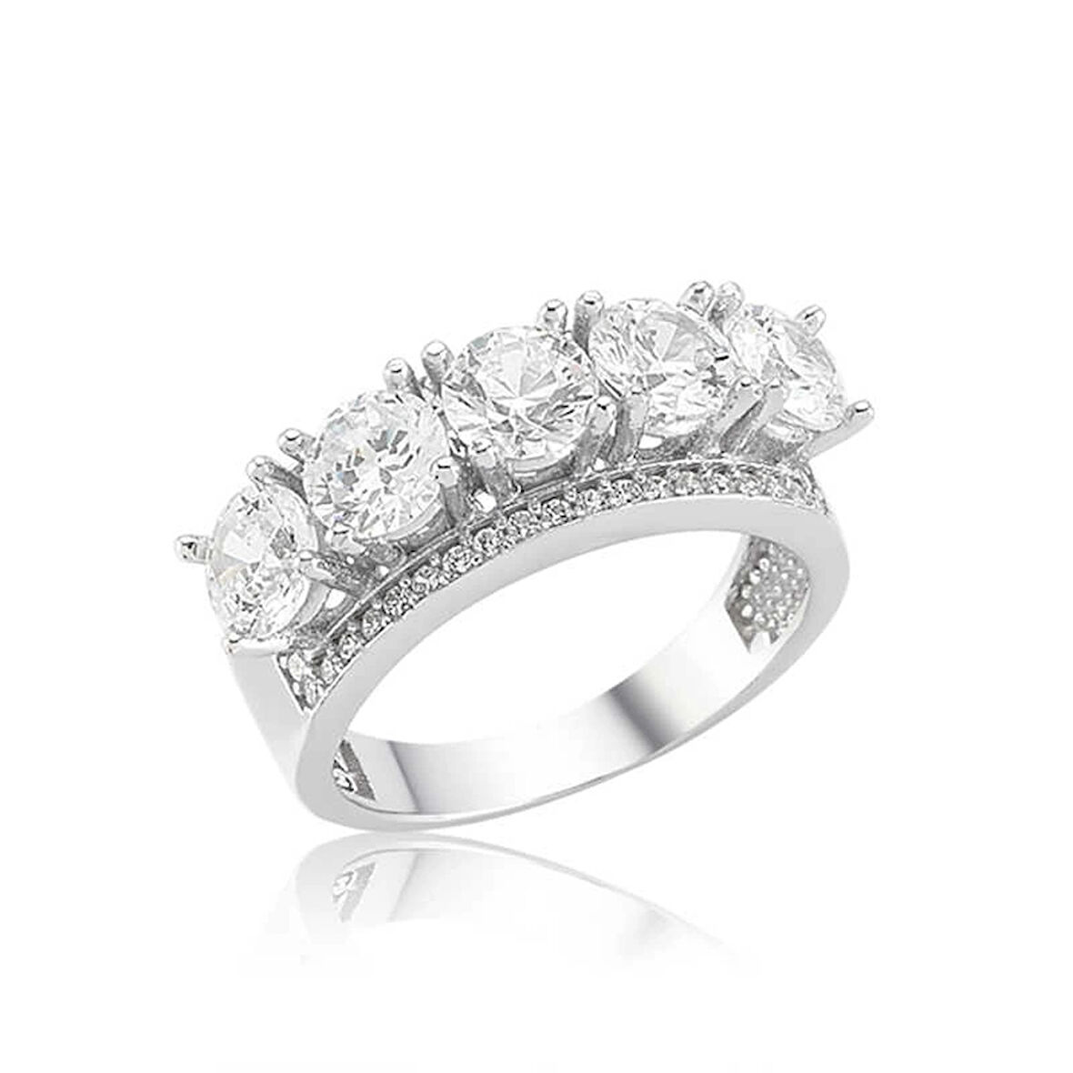 Supertrend Gümüş 5 Taş Kadın Yüzük