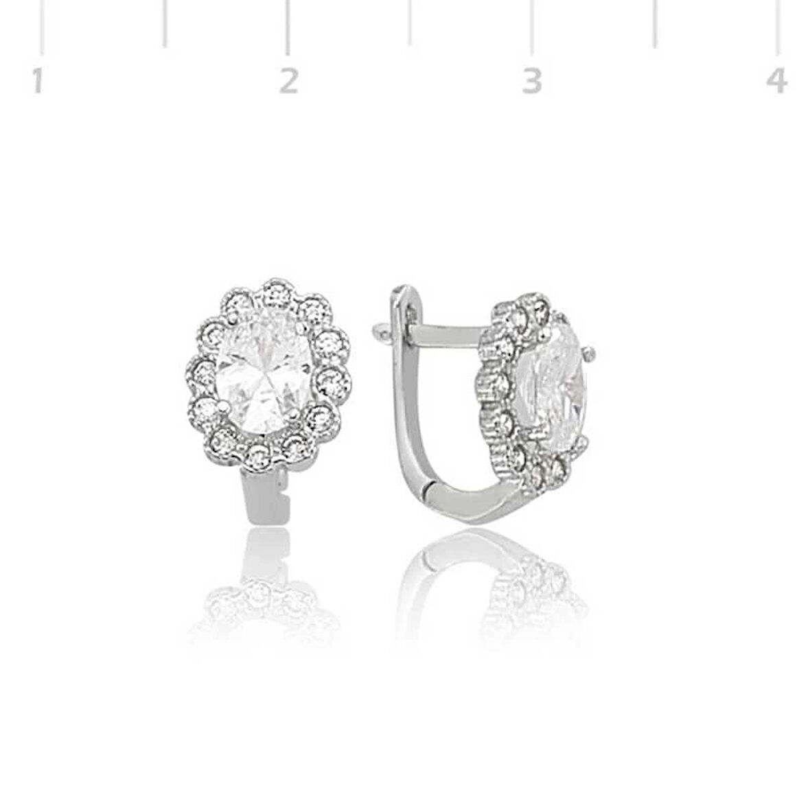 Supertrend Gümüş Oval Taşlı Çiçek Küpe