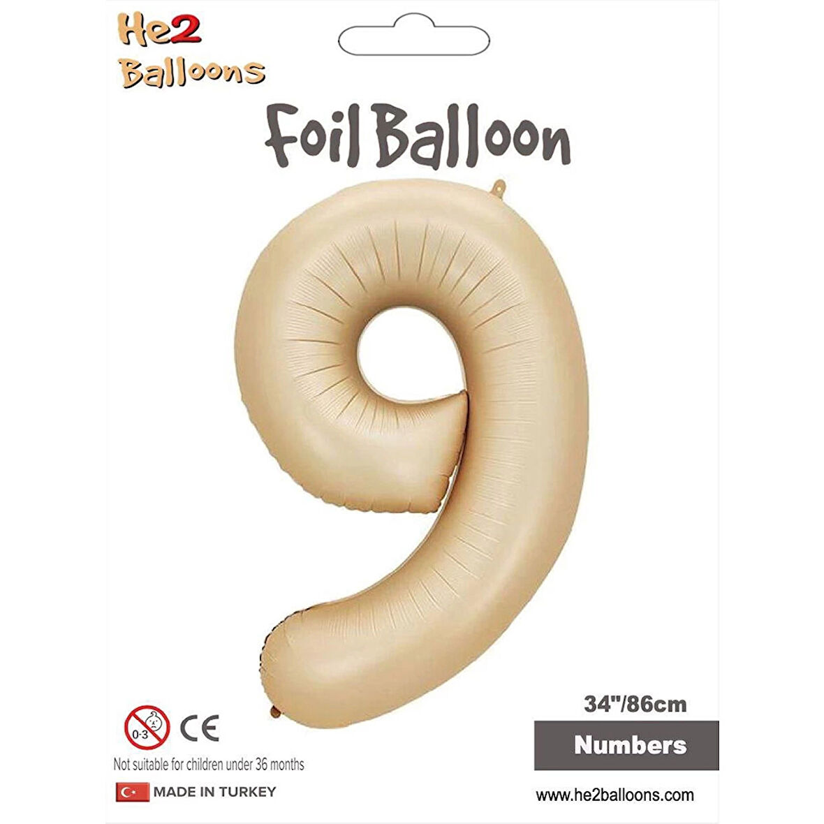9 Rakam Karamel Folyo Balon 34"