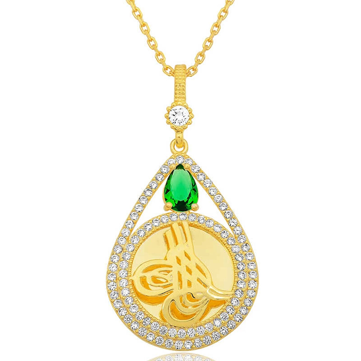 Supertrend Gümüş Gold Kaplama Damla Tuğralı Kadın Kolye