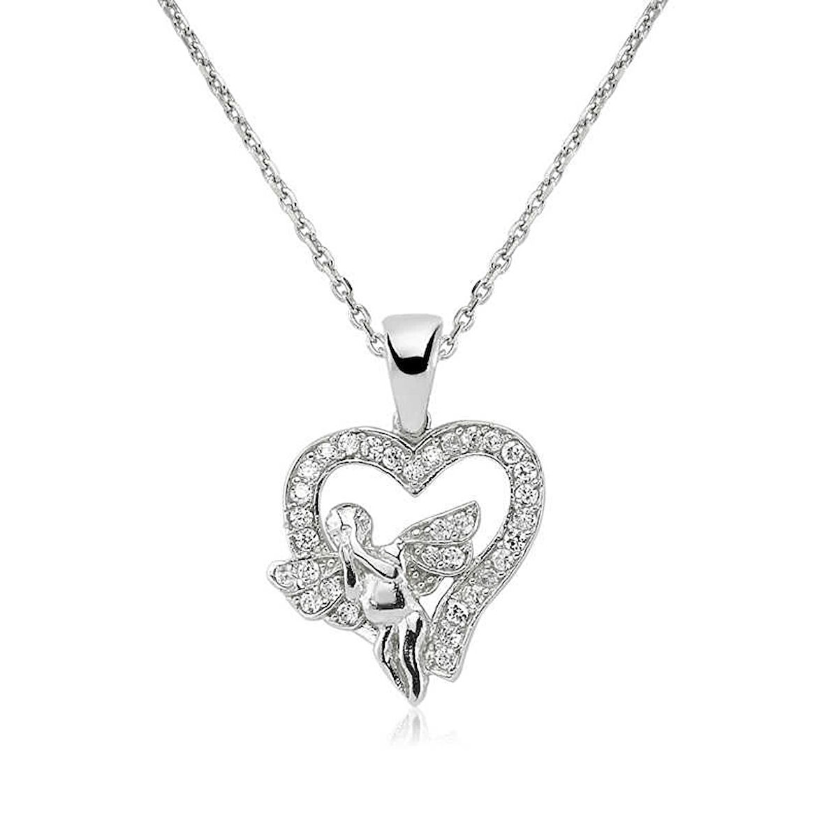 Supertrend Gümüş Melek Kalp Kadın Kolye