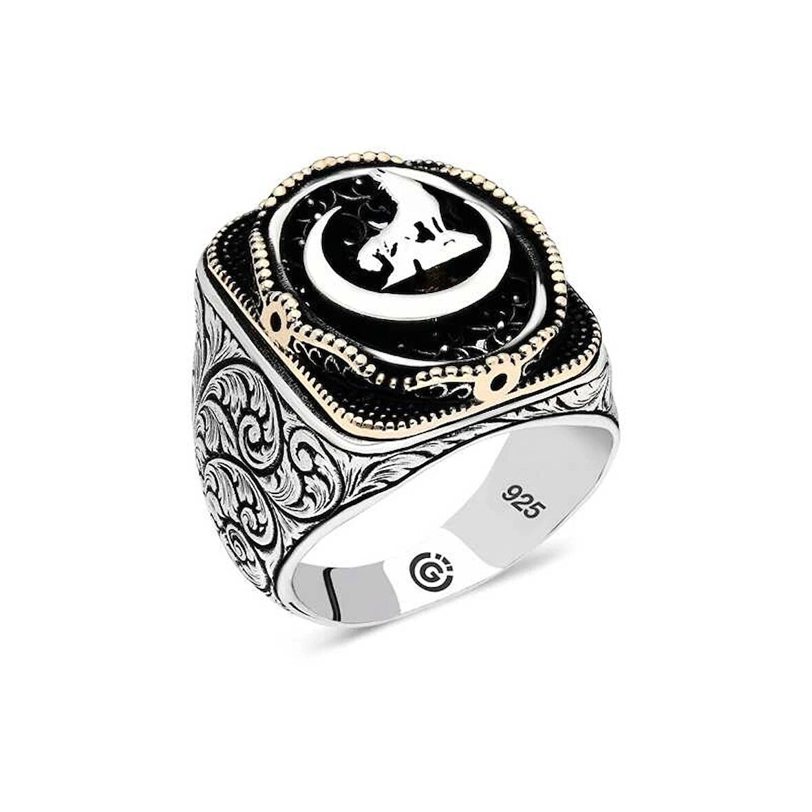 Supertrend Gümüş Hilal Bozkurt Oval Erkek Yüzük