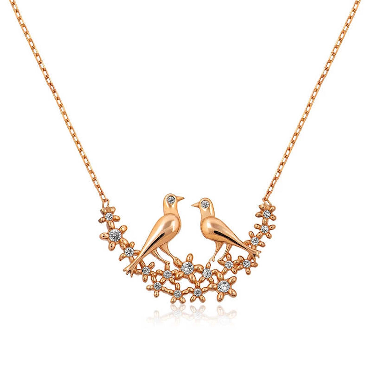 Supertrend Gümüş Rose Çifte Kumrular Kadın Kolye