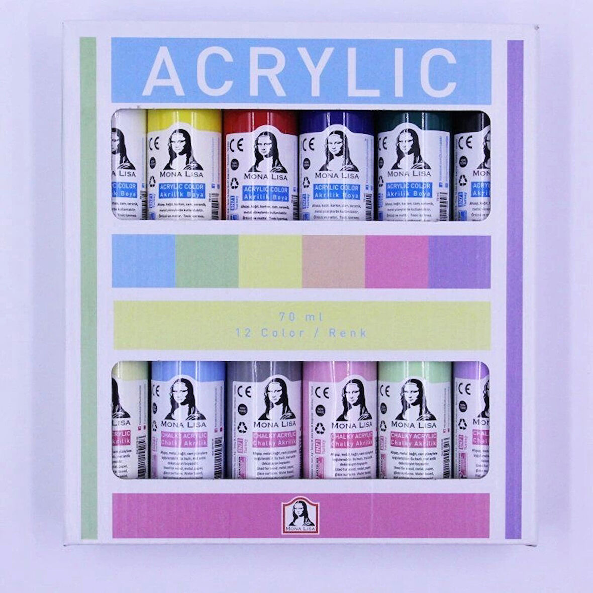 Supertrend Mona Lisa Akrilik Boya Seti 12 Renk x 70 ml. (Chalky + Normal)