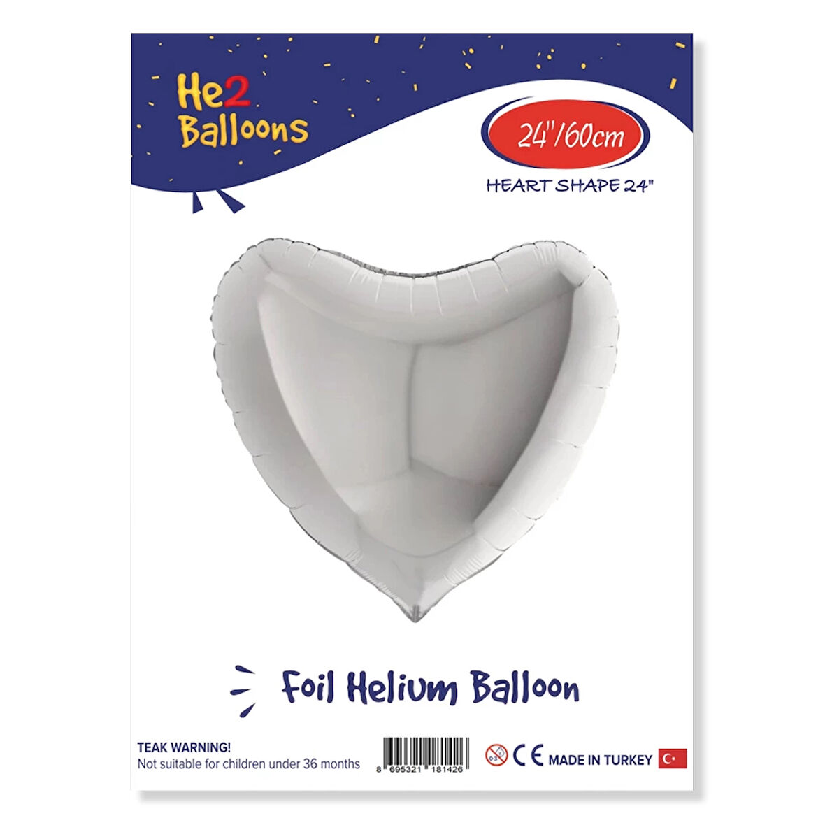 Gümüş Kalp Folyo Balon 24"