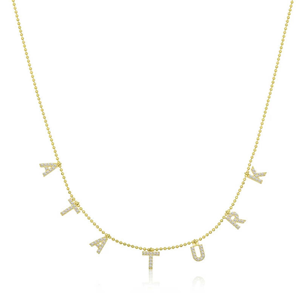 Supertrend Gümüş Gold Atatürk Yazılı Kadın Kolye