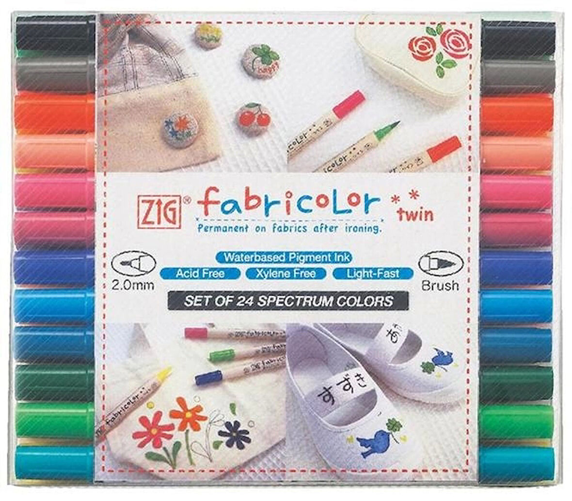 Supertrend Fabricolor Twin Çift Uçlu Kumaş Tekstil Boyama Kalemi Seti 24 Renk