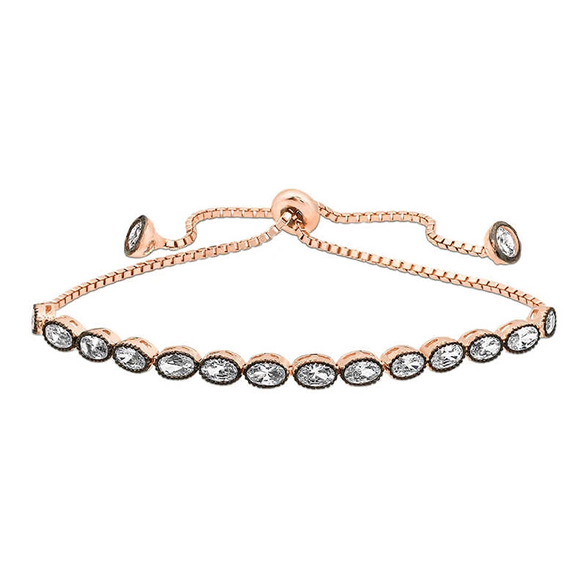 Supertrend Gümüş Rose Oval Kesim Elmas Montür Asansör Bileklik