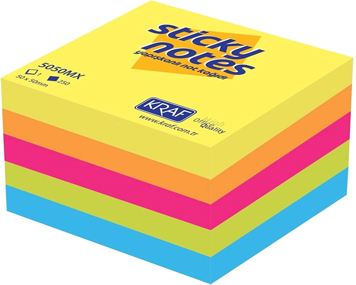 Supertrend Yapışkanlı Not Kağıdı Küp Blok 50x50 mm. 250 Yaprak CANLI RENKLER