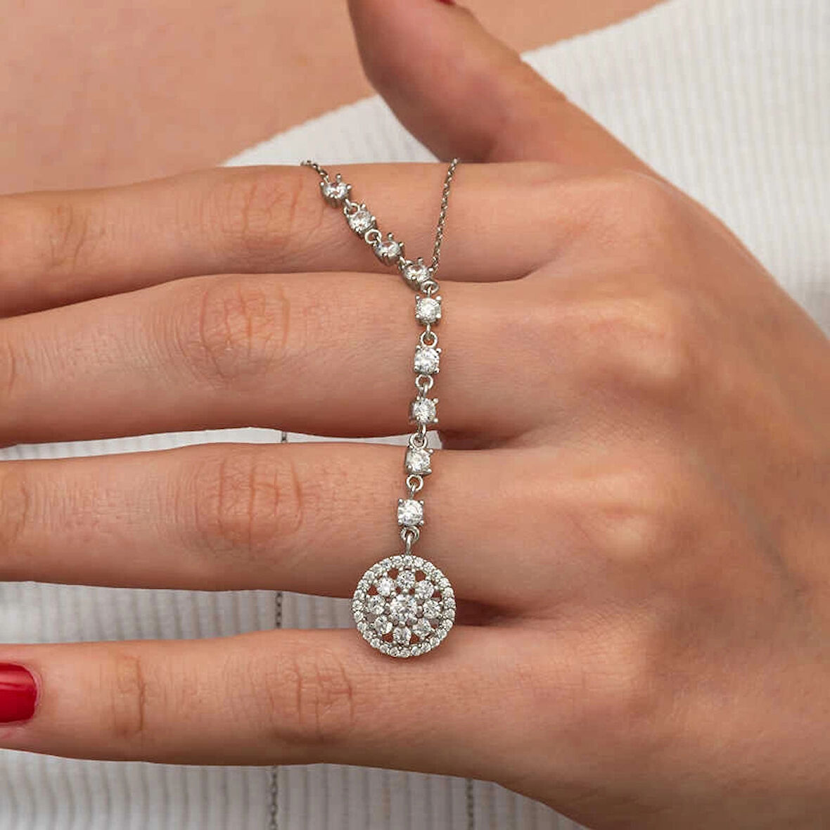 Supertrend Gümüş Sıralı Zirkon Taşlı Çiçek Kadın Kolye