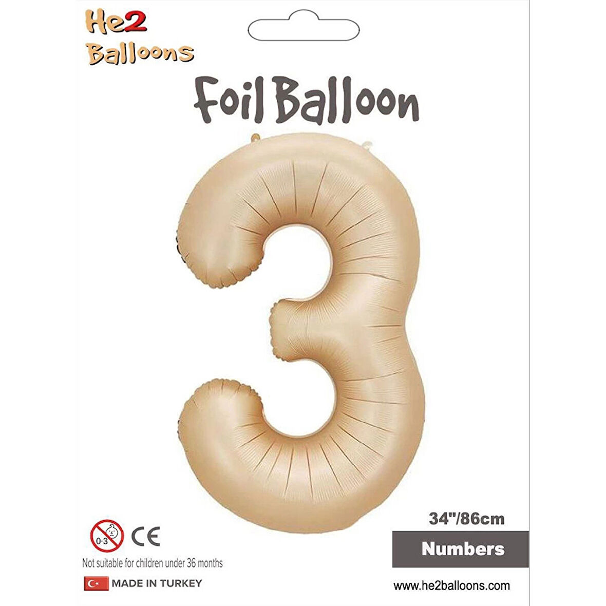 3 Rakam Karamel Folyo Balon 34"