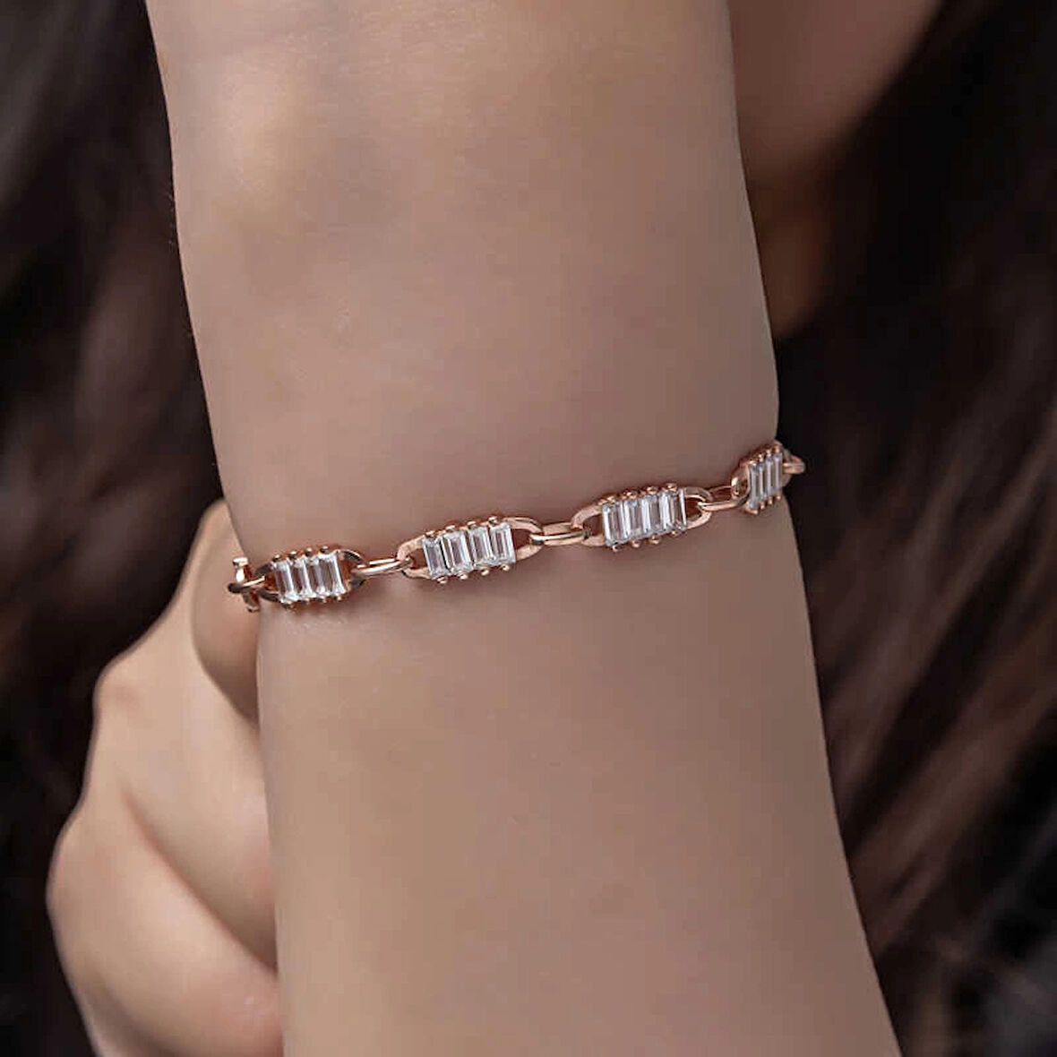 Supertrend Gümüş Rose Baget Taşlı Kadın Bileklik