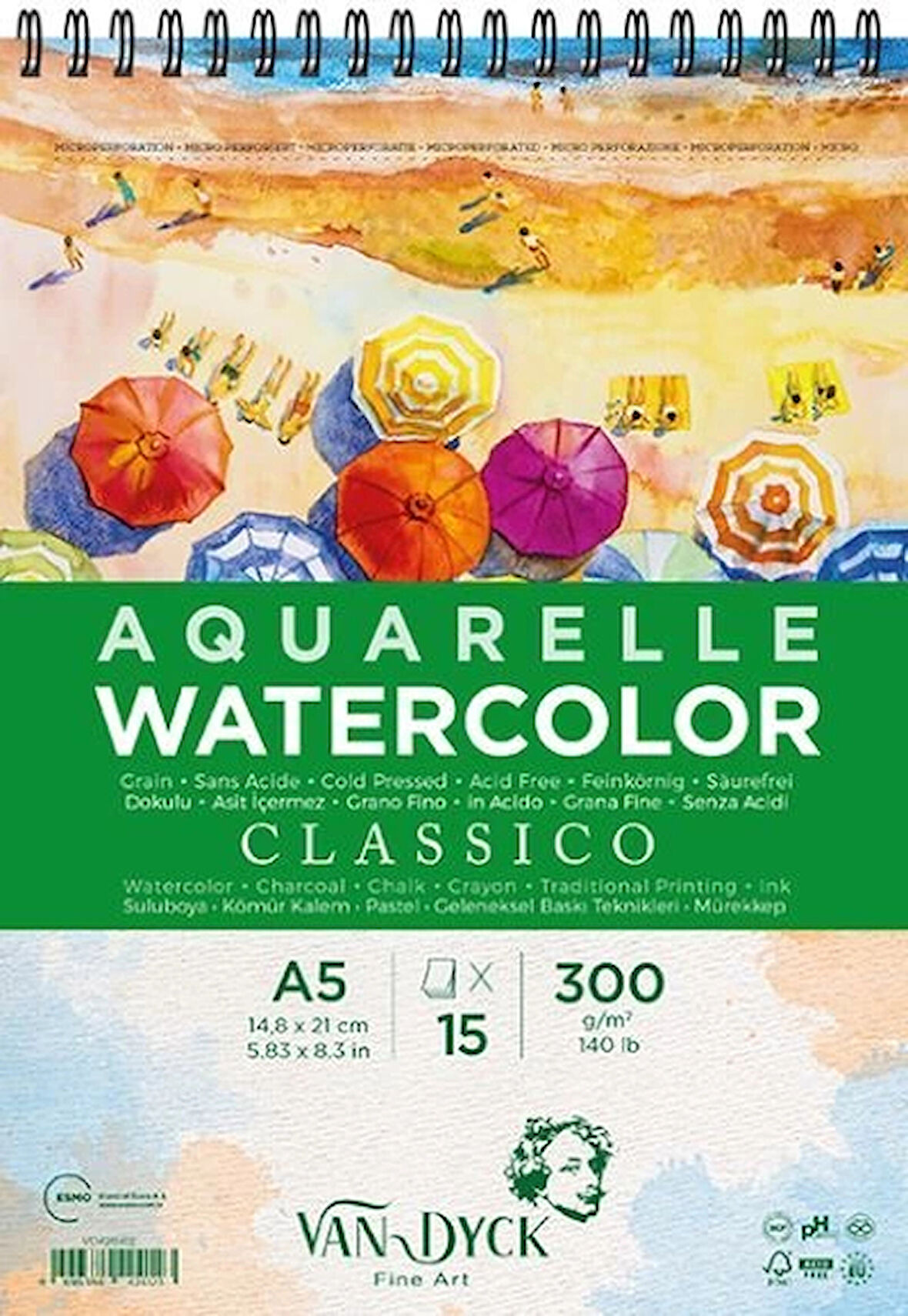 Supertrend Classico Cold Pres Spiralli Sulu Boya Defteri Blok 300 gr. A5 15 yaprak