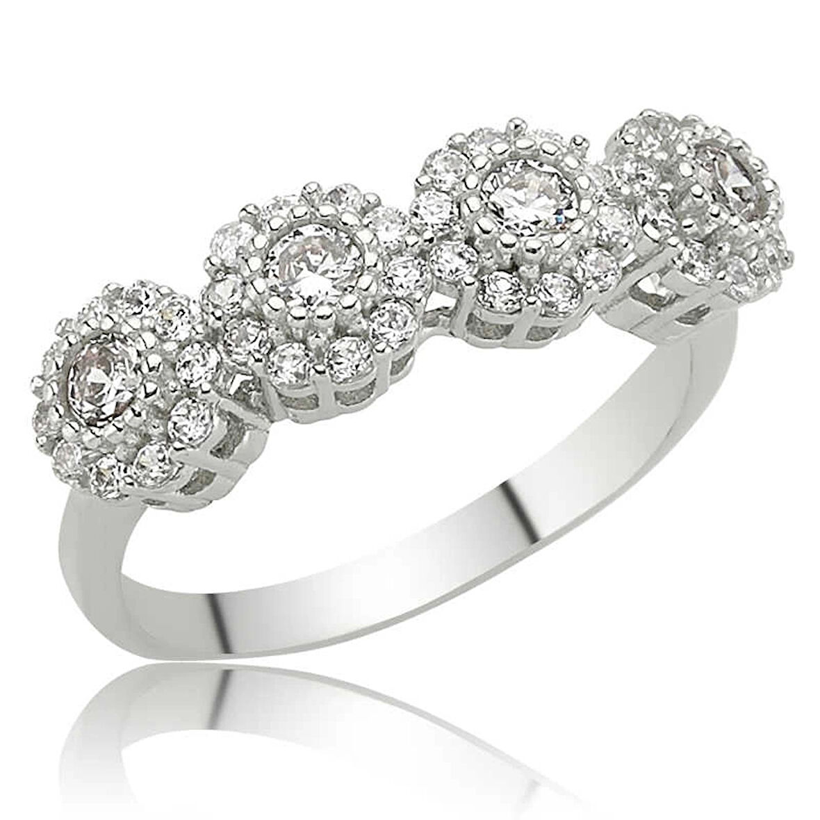 Supertrend Gümüş Çiçekli 5 Taş Kadın Yüzük