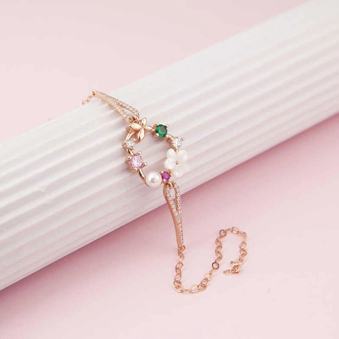 Supertrend Gümüş Rose Kalp Manolya Çiçeği Kelebek Kadın Bileklik