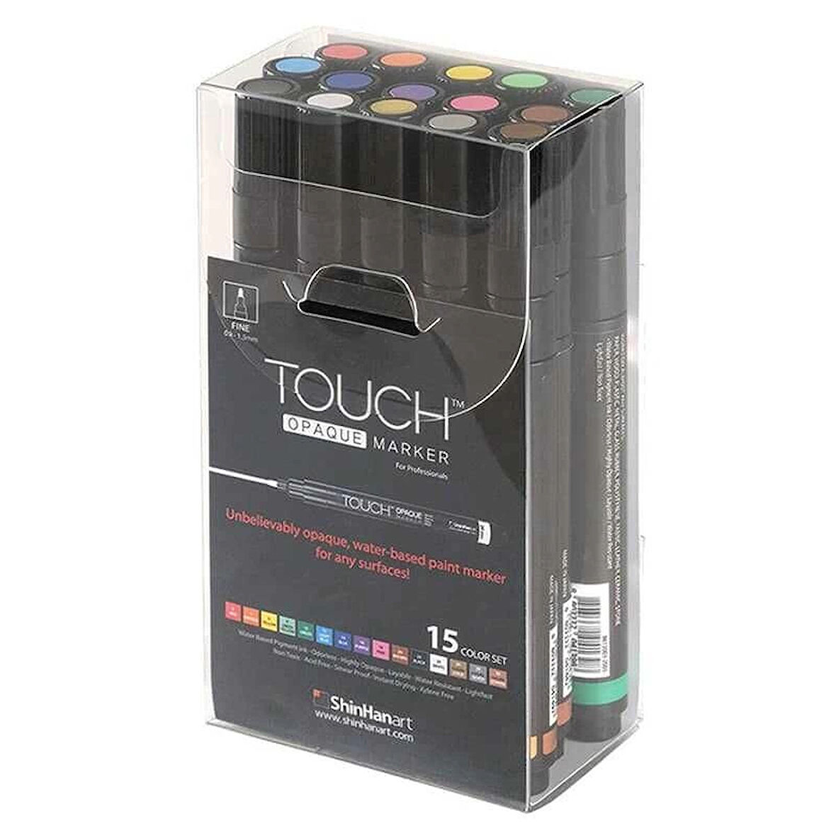 Touch Opaque Marker Su Bazlı Akrilik Boyama Markörü Kalemi Seti 15 Renk Fine Uç (0.8-1.3 mm)