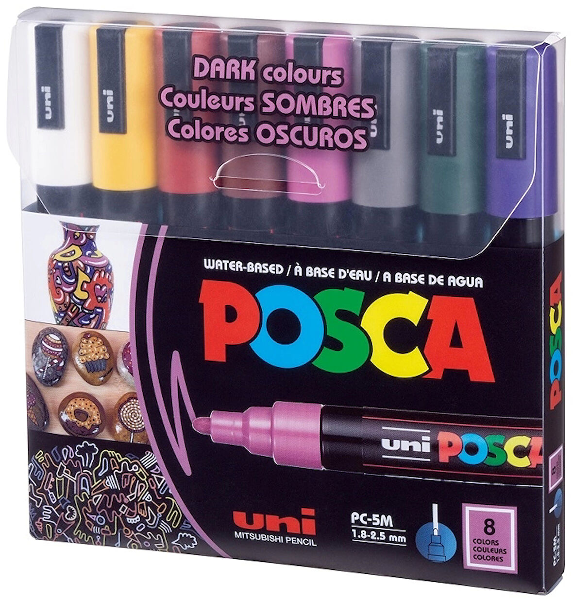 Supertrend Posca PC-5M 1.8-2.5 Su Bazlı Boyama Markörü Seti Koyu Renkler 8 RENK