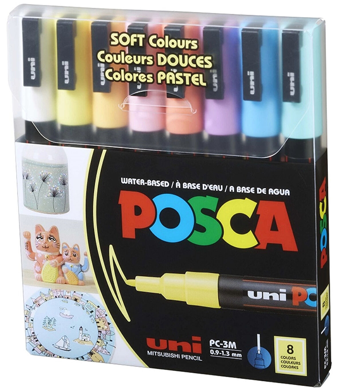 Supertrend Posca PC-3M 0.9-1.3 Su Bazlı Boyama Markörü Seti Pastel Renkler 8 RENK