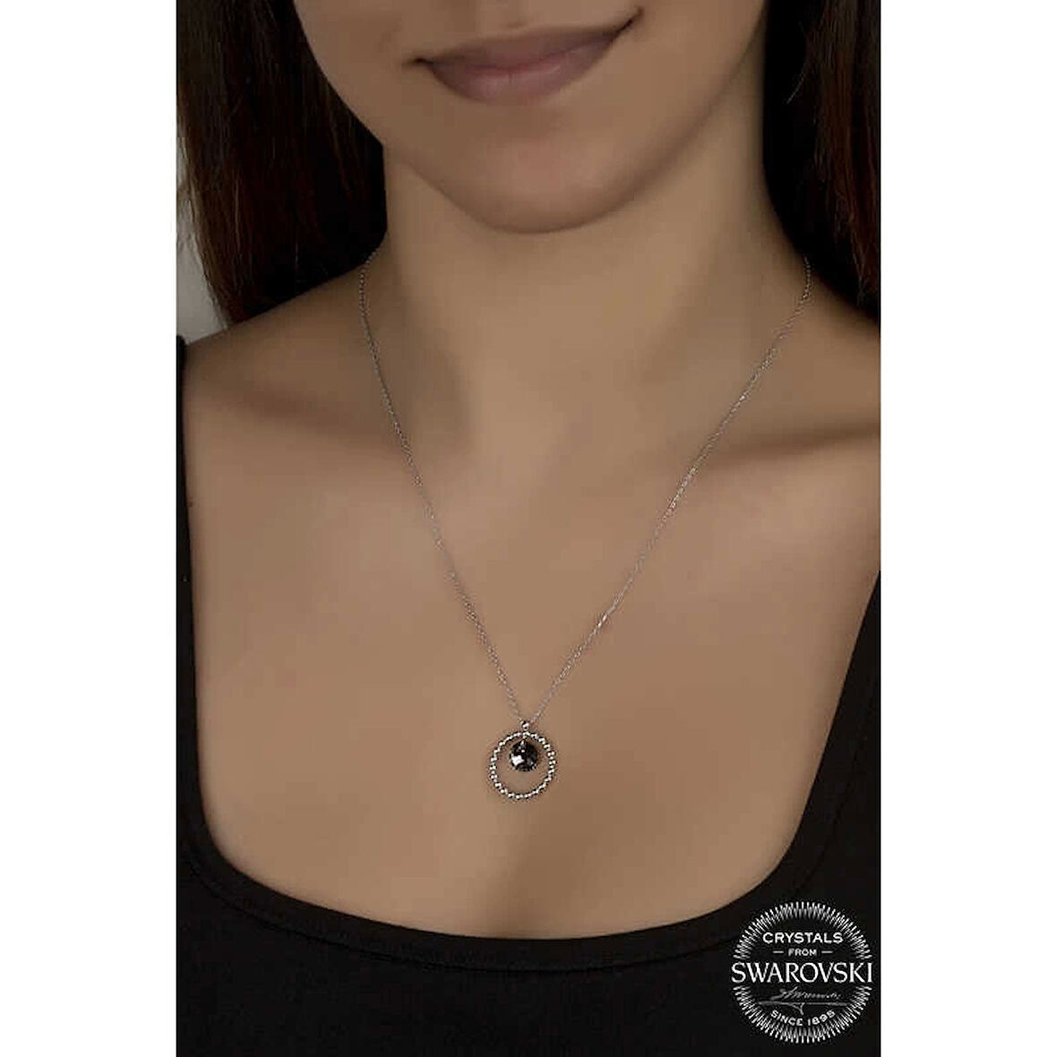 Supertrend ' Crystal Taşlı Halka Gümüş Kadın Kolye