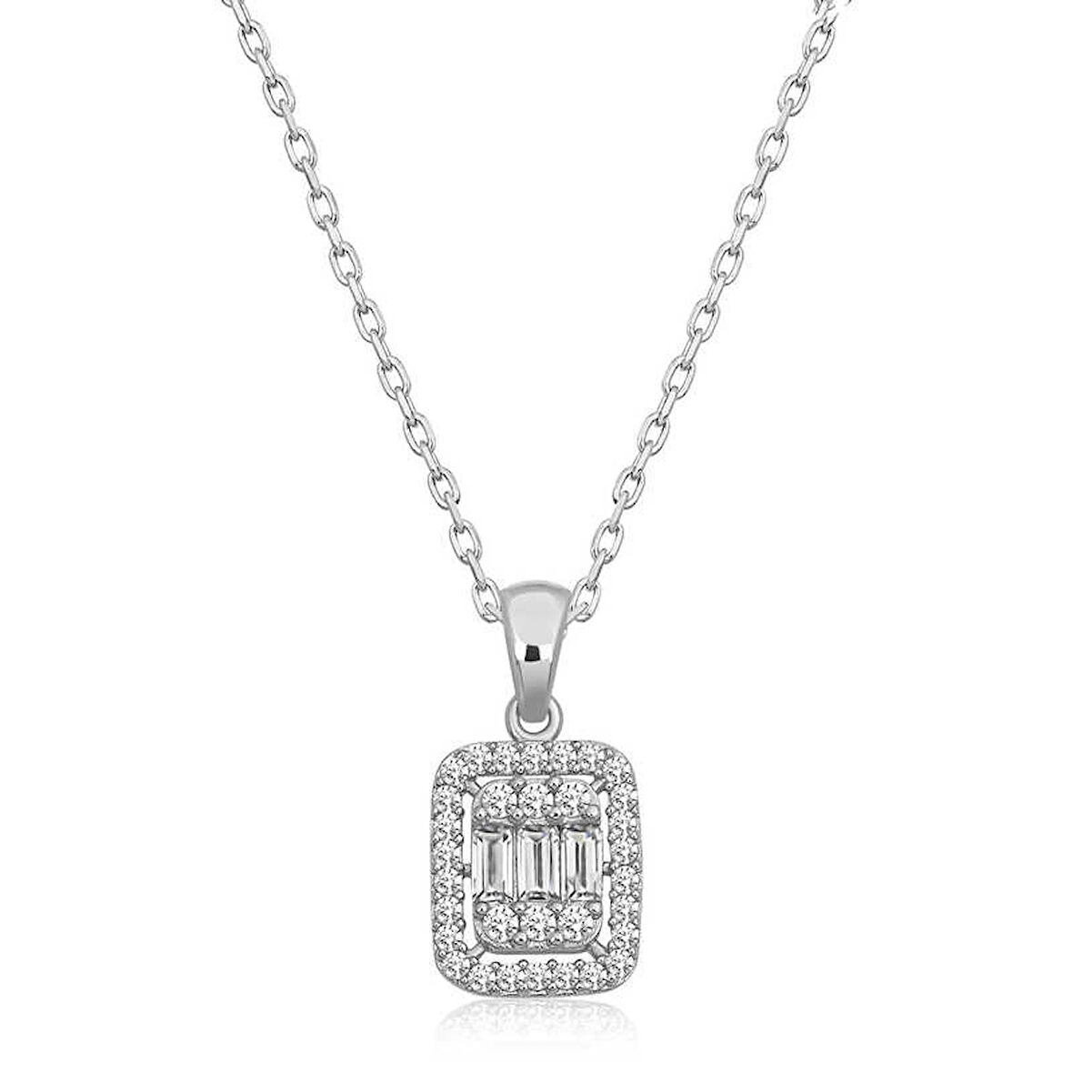 Supertrend Gümüş Baget Taşlı Kadın Kolye