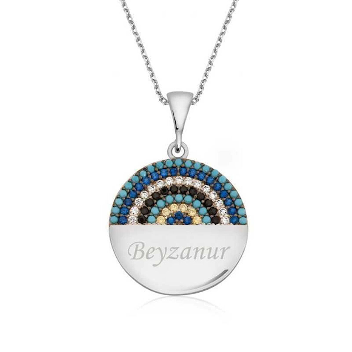 Supertrend Gümüş Mavi Taşlı İsimli Kadın Kolye