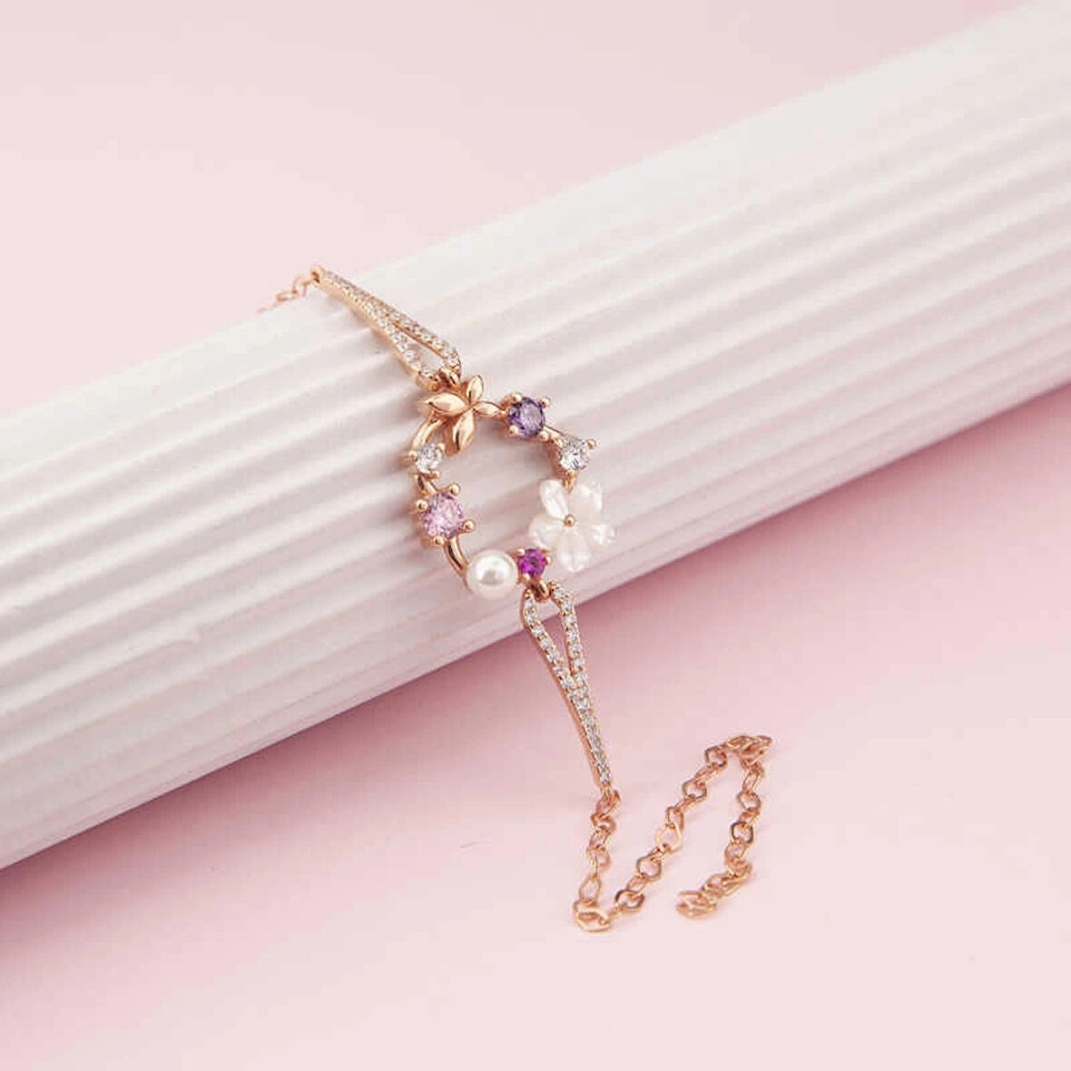 Supertrend Gümüş Rose Kalp Manolya Çiçeği Kelebek Kadın Bileklik