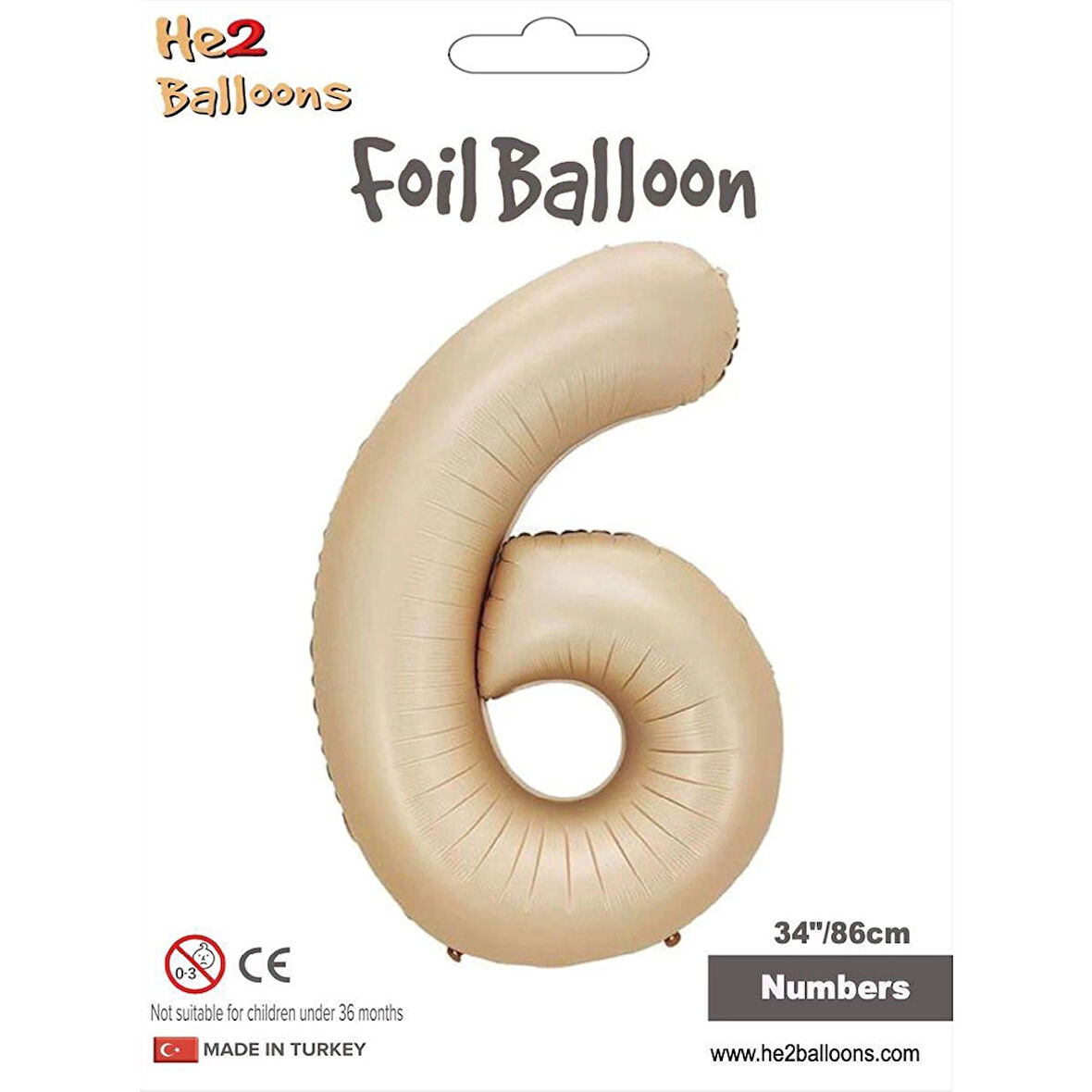 6 Rakam Karamel Folyo Balon 34"