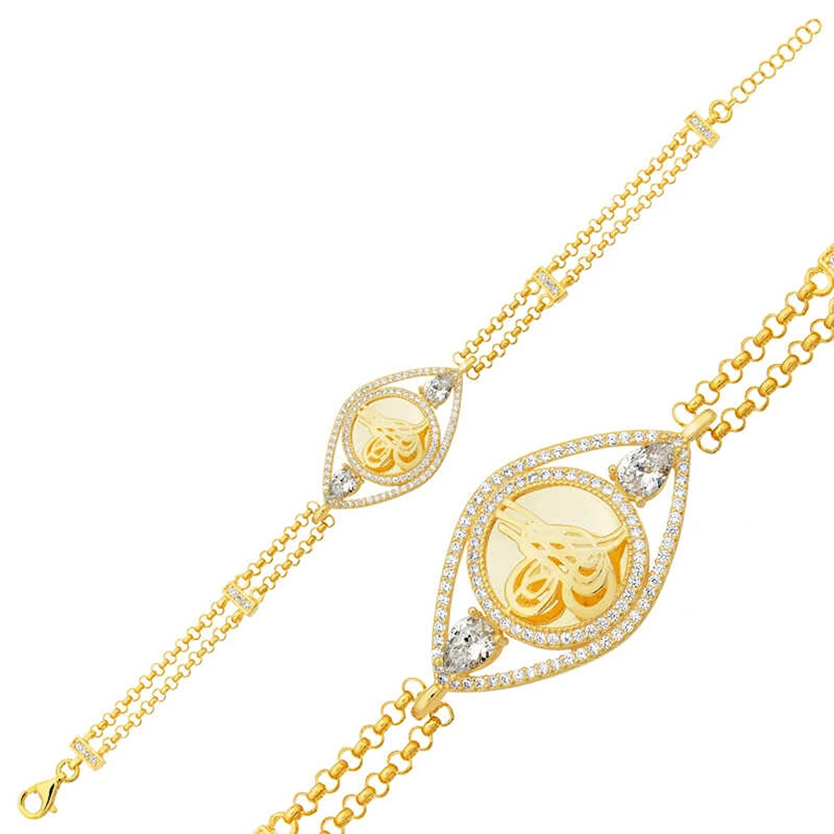 Supertrend Gümüş Gold Kaplama Tuğralı Kadın Bileklik