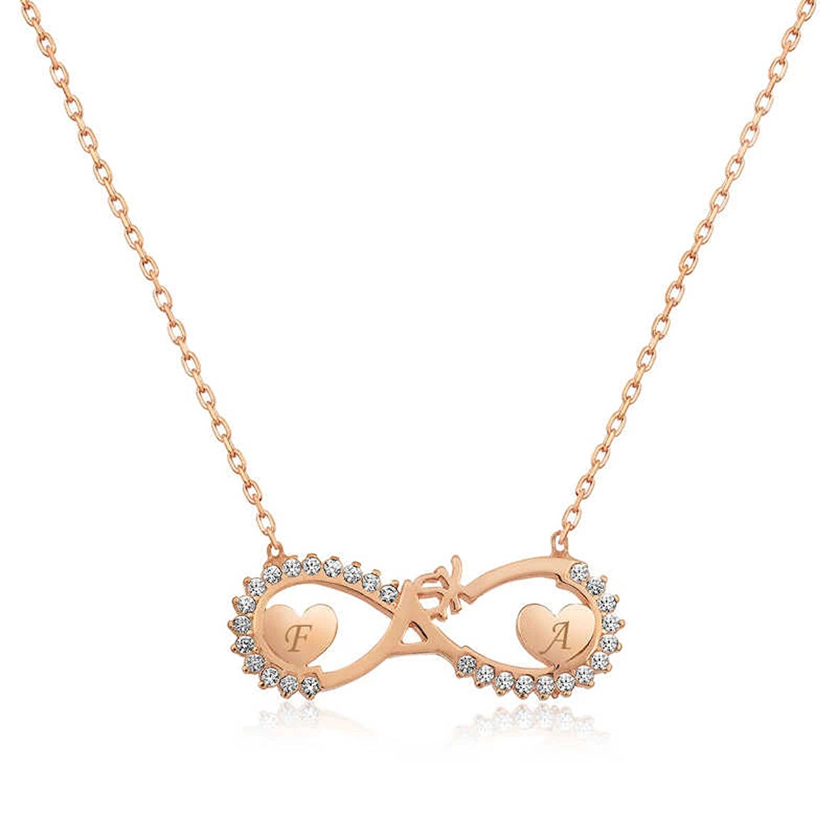 Supertrend Gümüş Rose Kalpli Sonsuz Aşk Kolye