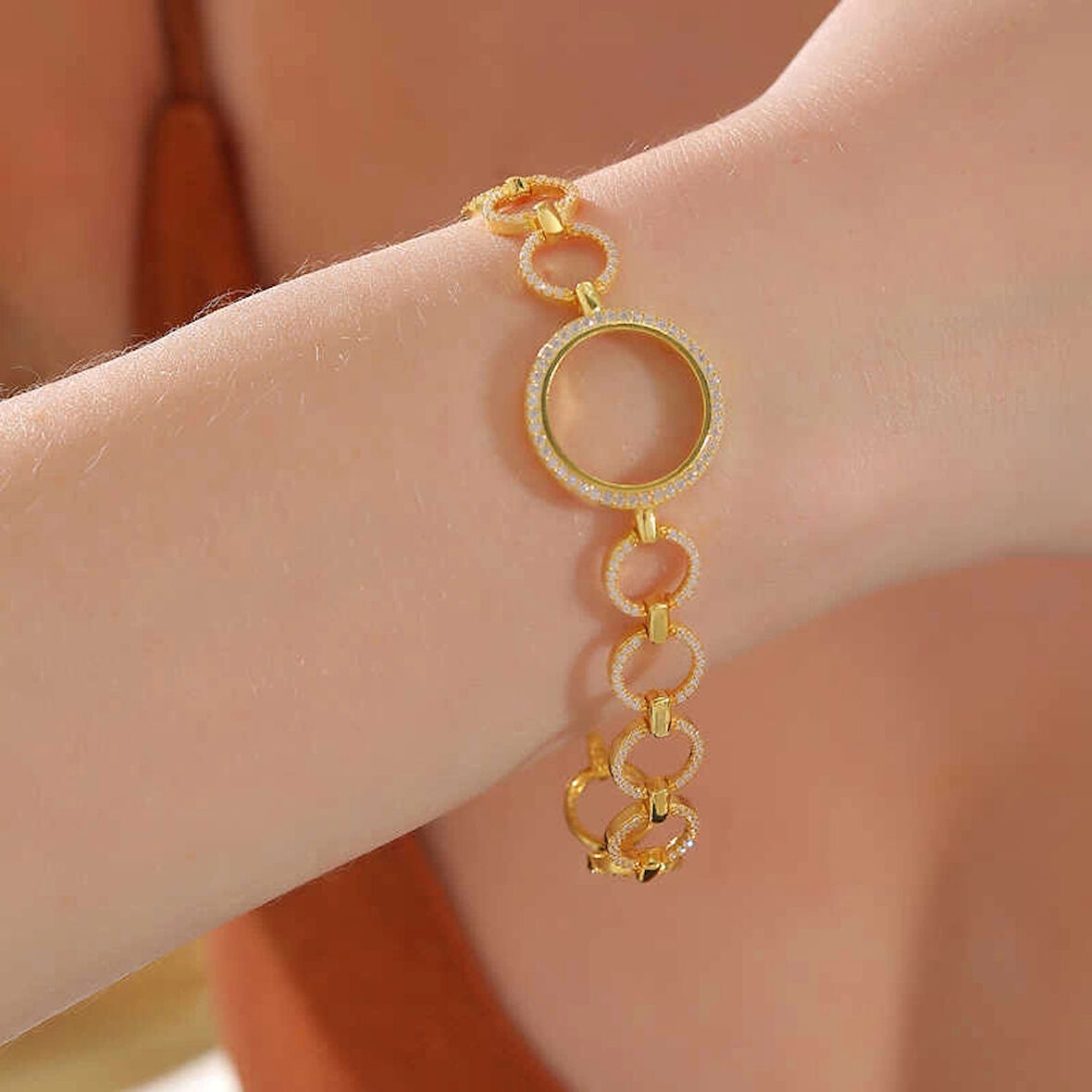 Supertrend Gümüş Çeyrek Takılabilen Altın Kaplama Kadın Bileklik