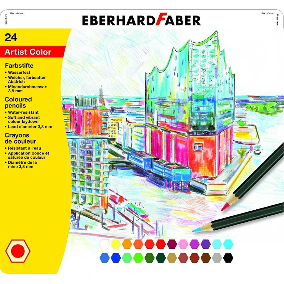 Supertrend Artist Color Kuru Boya Kalemi Seti 24 Renk Metal Kutu