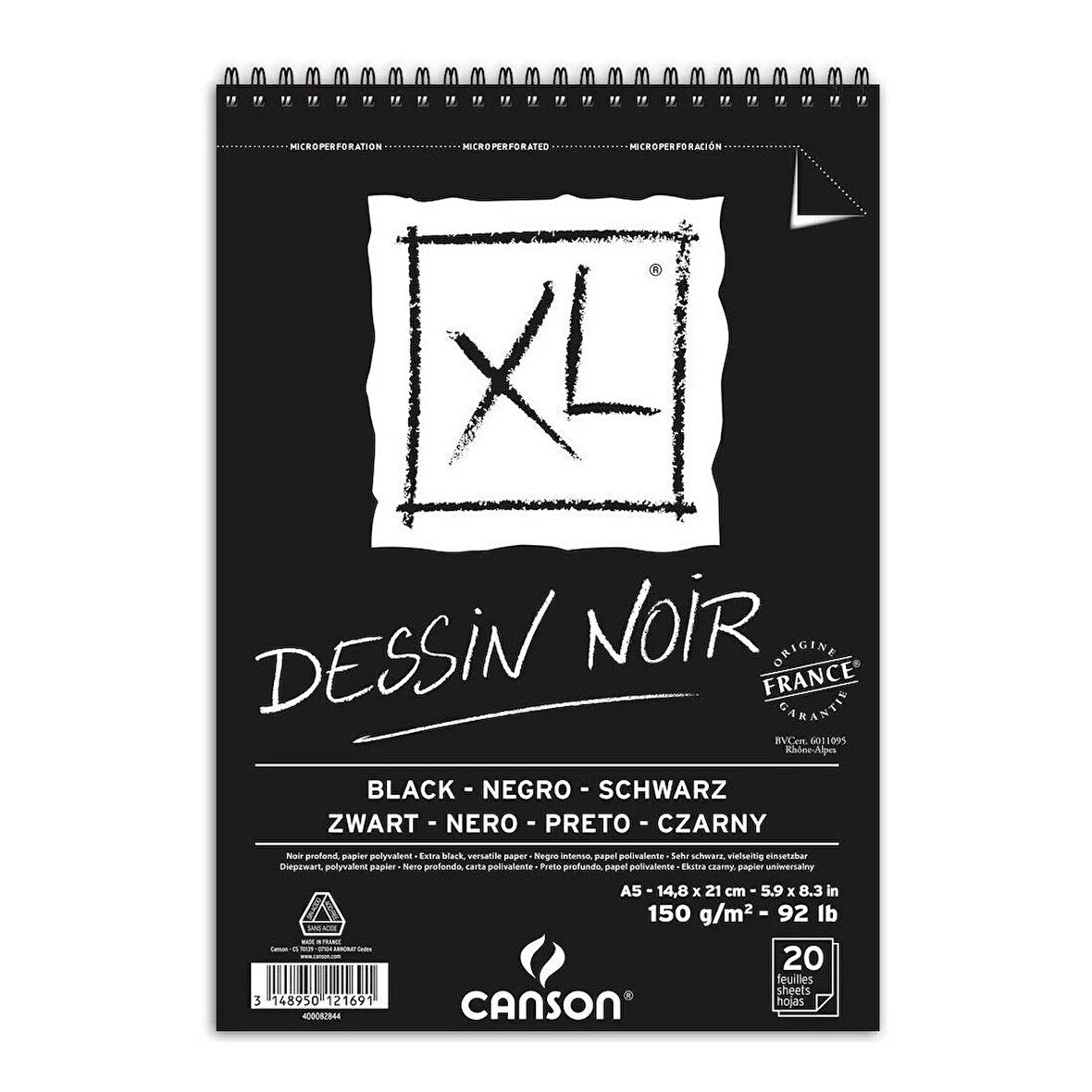 Supertrend XL Noir Spiralli Siyah Eskiz Çizim Defteri 150 gr. A5 20 yaprak