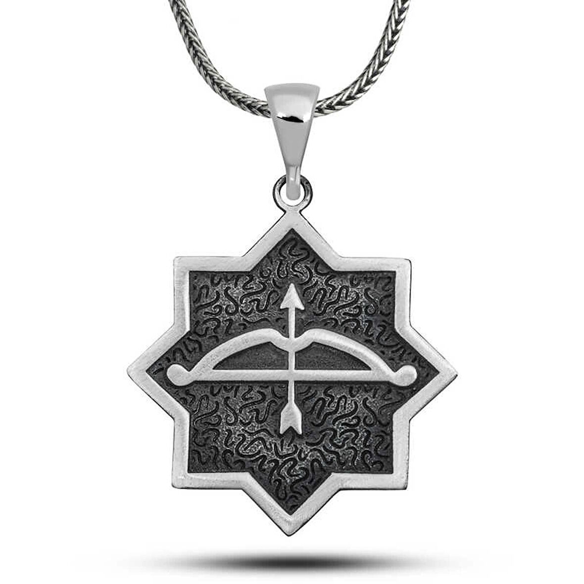 Supertrend ​gümüş Ok Yay İşlemeli Sekizgen Tasarım Kolye