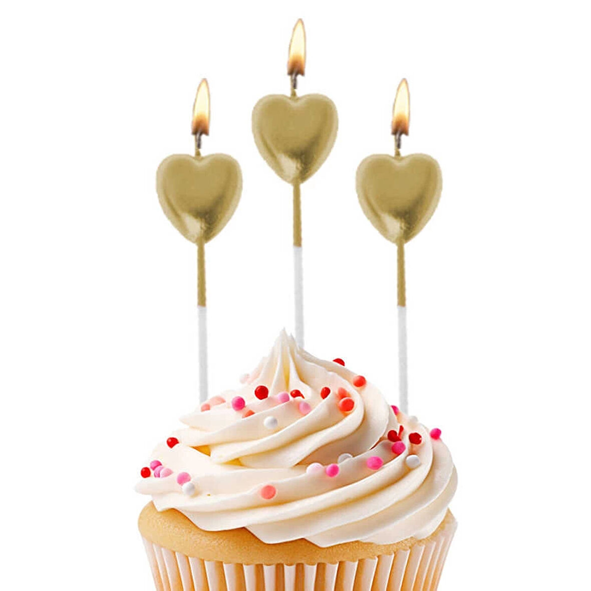Metalik Altın Kalp Mum