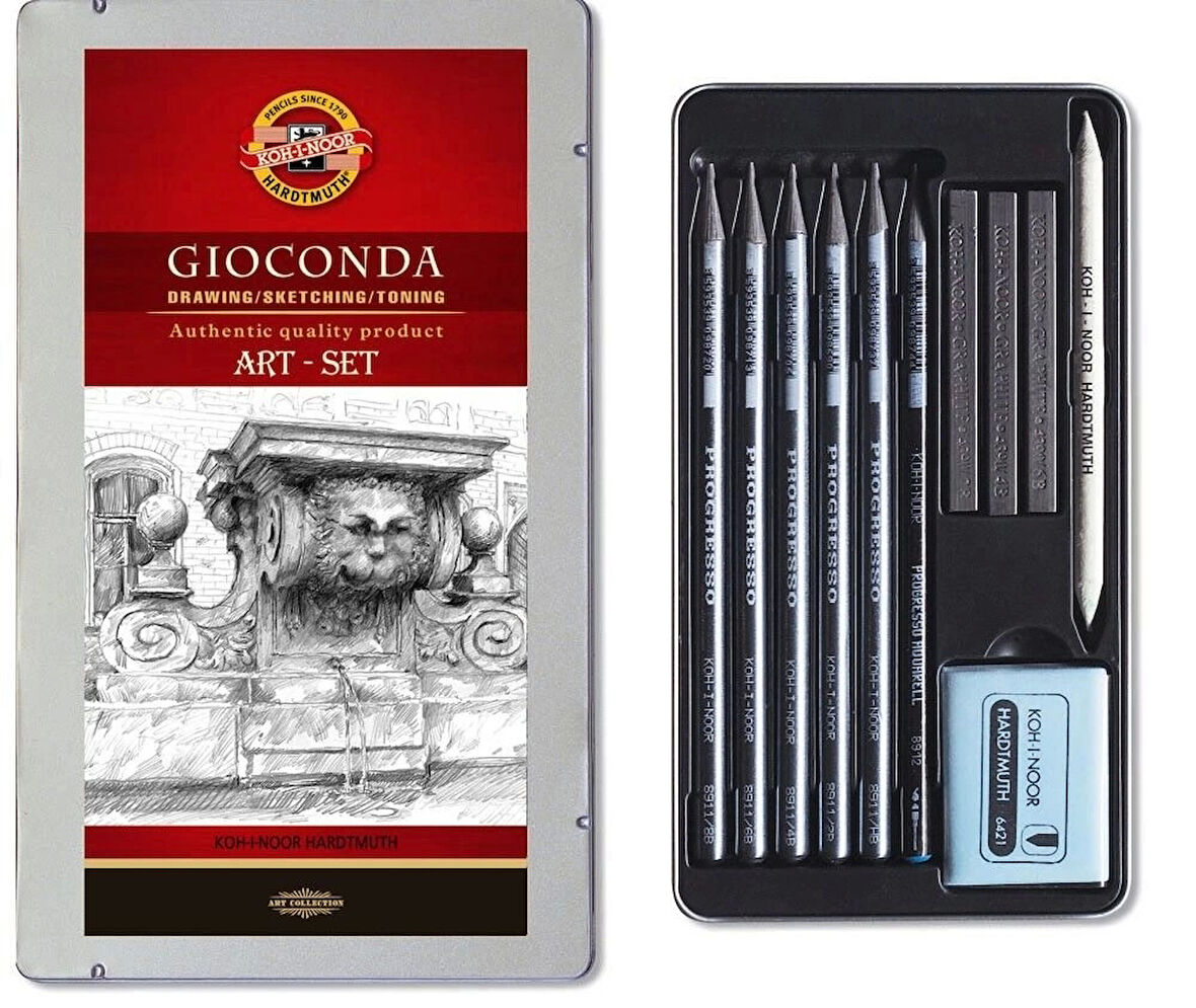 Supertrend Gioconda Art Set Karakalem Eskiz Çizim Seti 11 Parça Metal Kutu