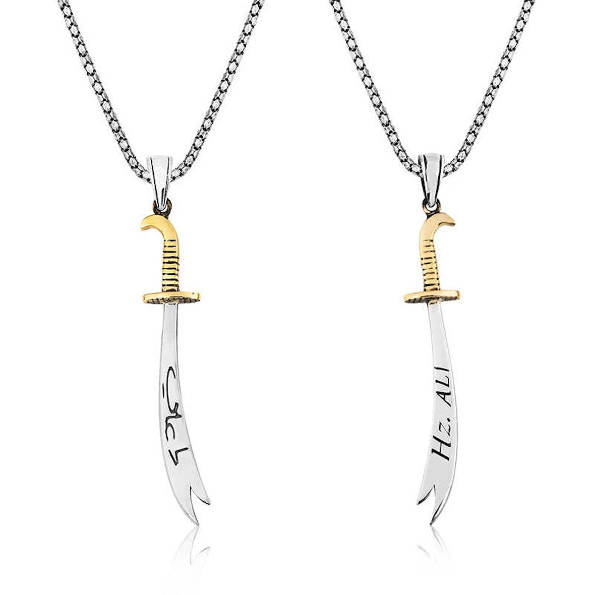 Supertrend Gümüş Zülfikar Kılıcı Hz. Ali Yazılı Erkek Kolye