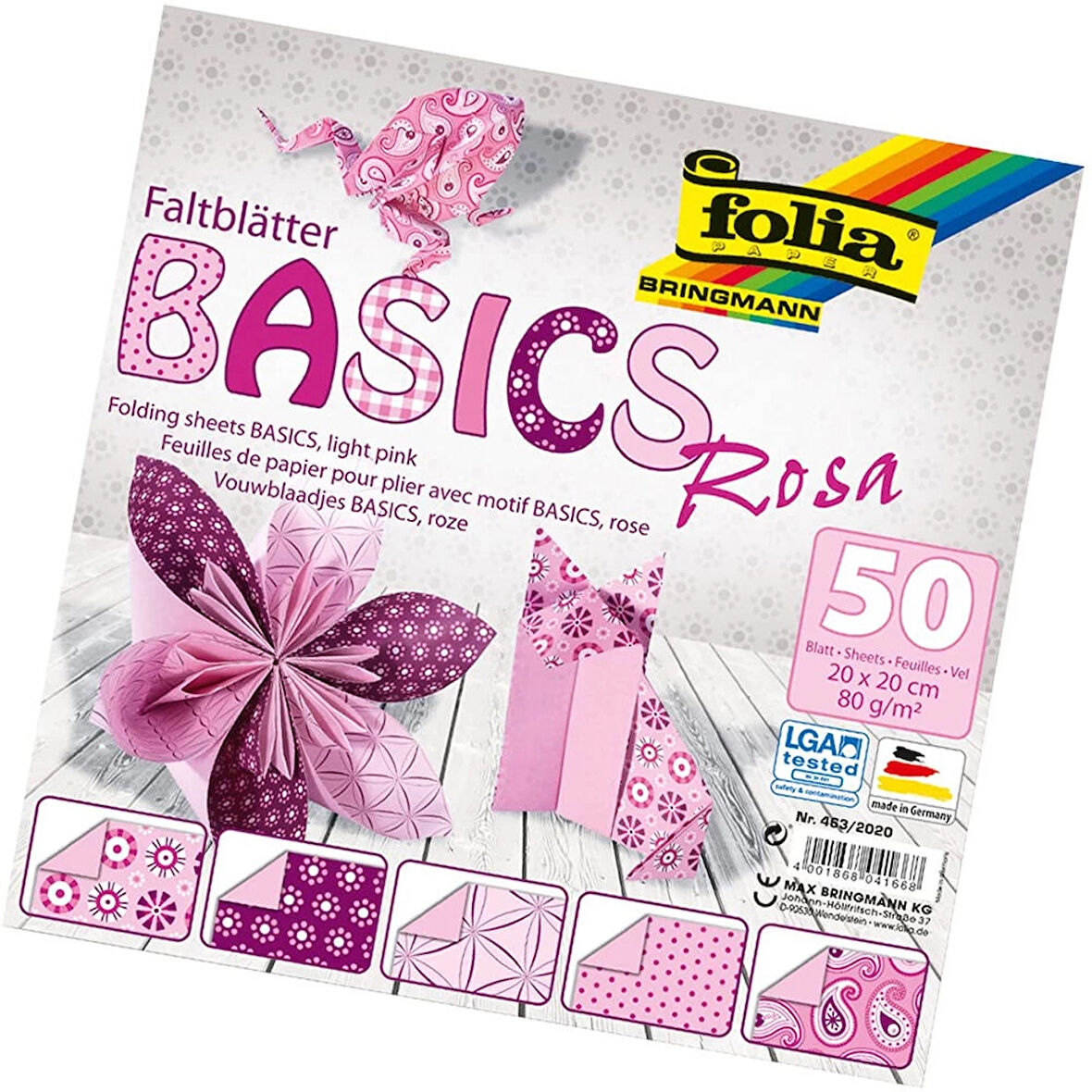 Supertrend Origami Kağıdı 20x20 cm. 5 Desen 50 Yaprak Basic Pembe