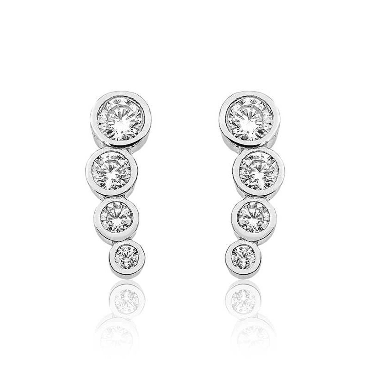 Supertrend Gümüş 4 Taş Kadın Küpe