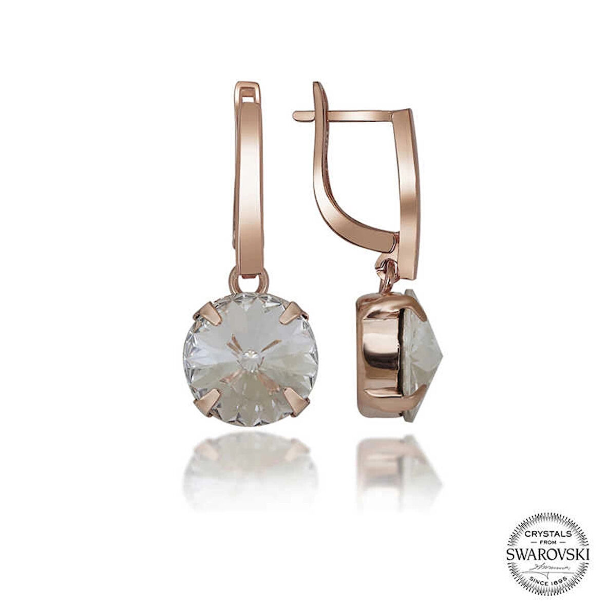 Supertrend Swa Crystal Taşlı Gümüş Beyaz Sallantılı Kadın Küpe