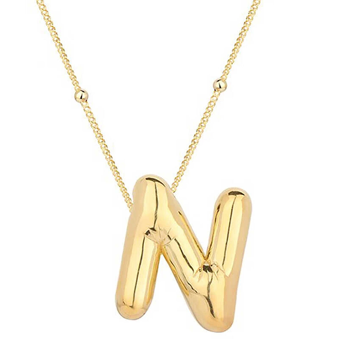 Supertrend Gümüş Gold Balon N Harfi Kadın Kolye