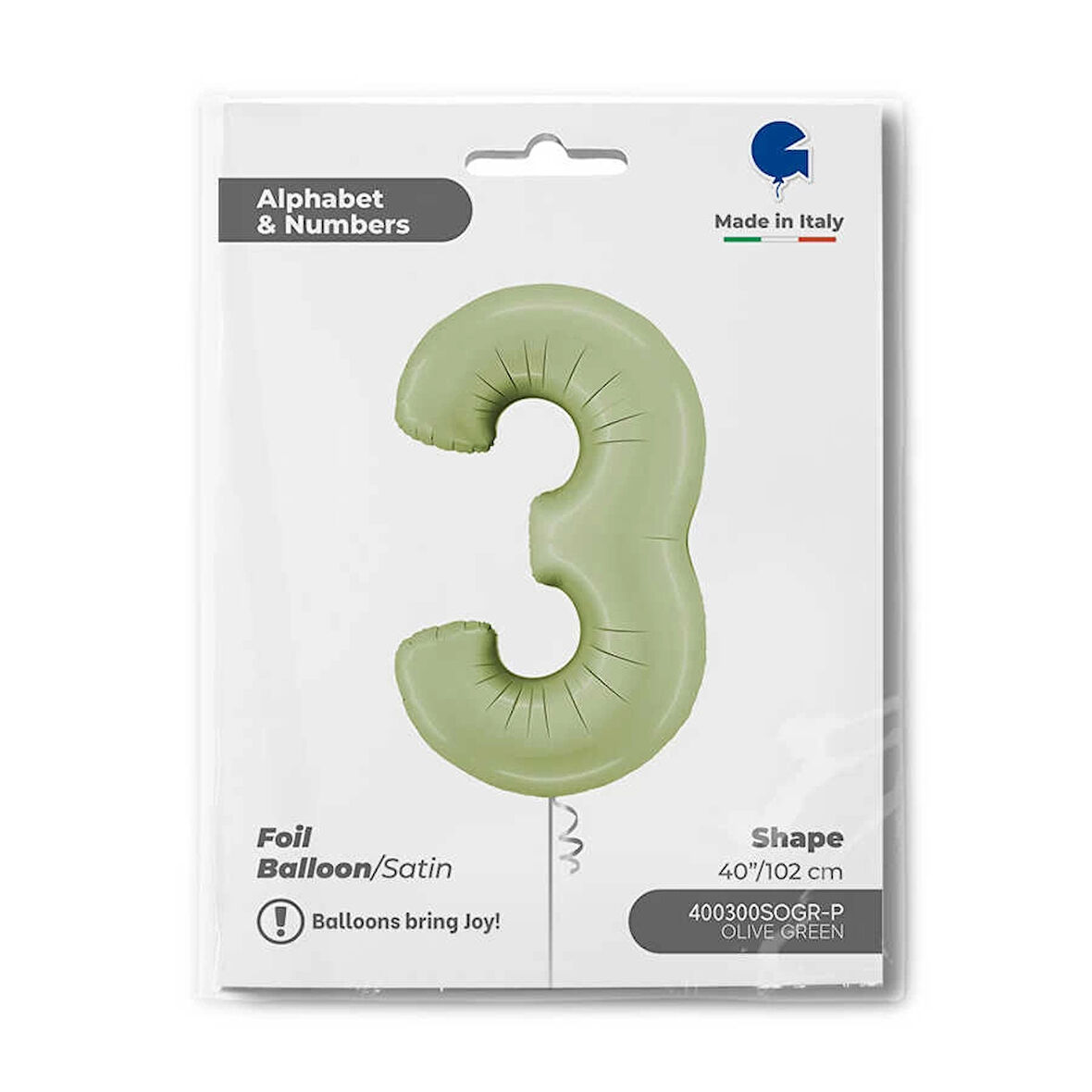 3 Rakam Supertrend Satin Olive Green Folyo Balon 26"