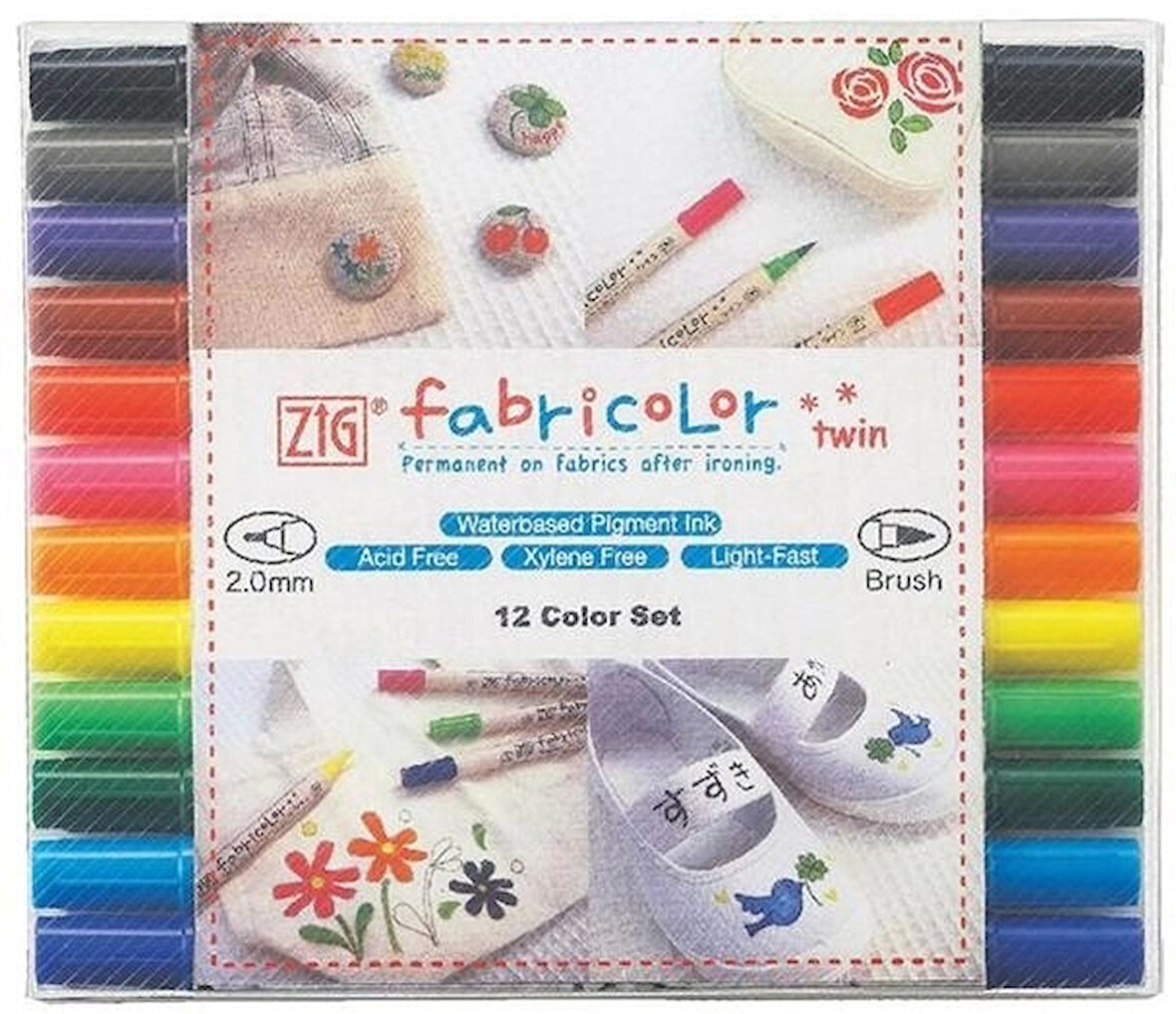 Supertrend Fabricolor Twin Çift Uçlu Kumaş Tekstil Boyama Kalemi Seti 12 Renk