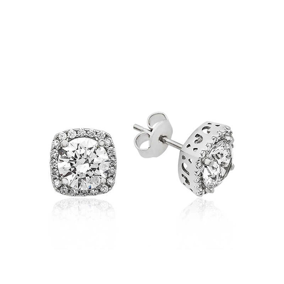 Supertrend Gümüş Kare Montür Pırlanta Modeli Küpe