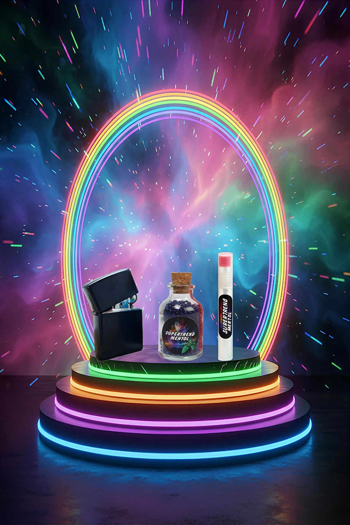 Mentol Topu 1000 Adet Lacivert Mentol 1 Adet Apliaktör, Zippo Çakmak Hediye