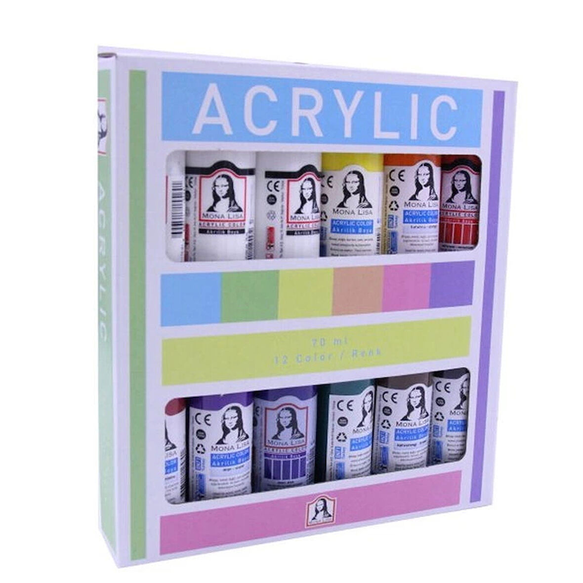 Supertrend Mona Lisa Akrilik Boya Seti 12 Renk x 70 ml. (Ekstra Beyaz)