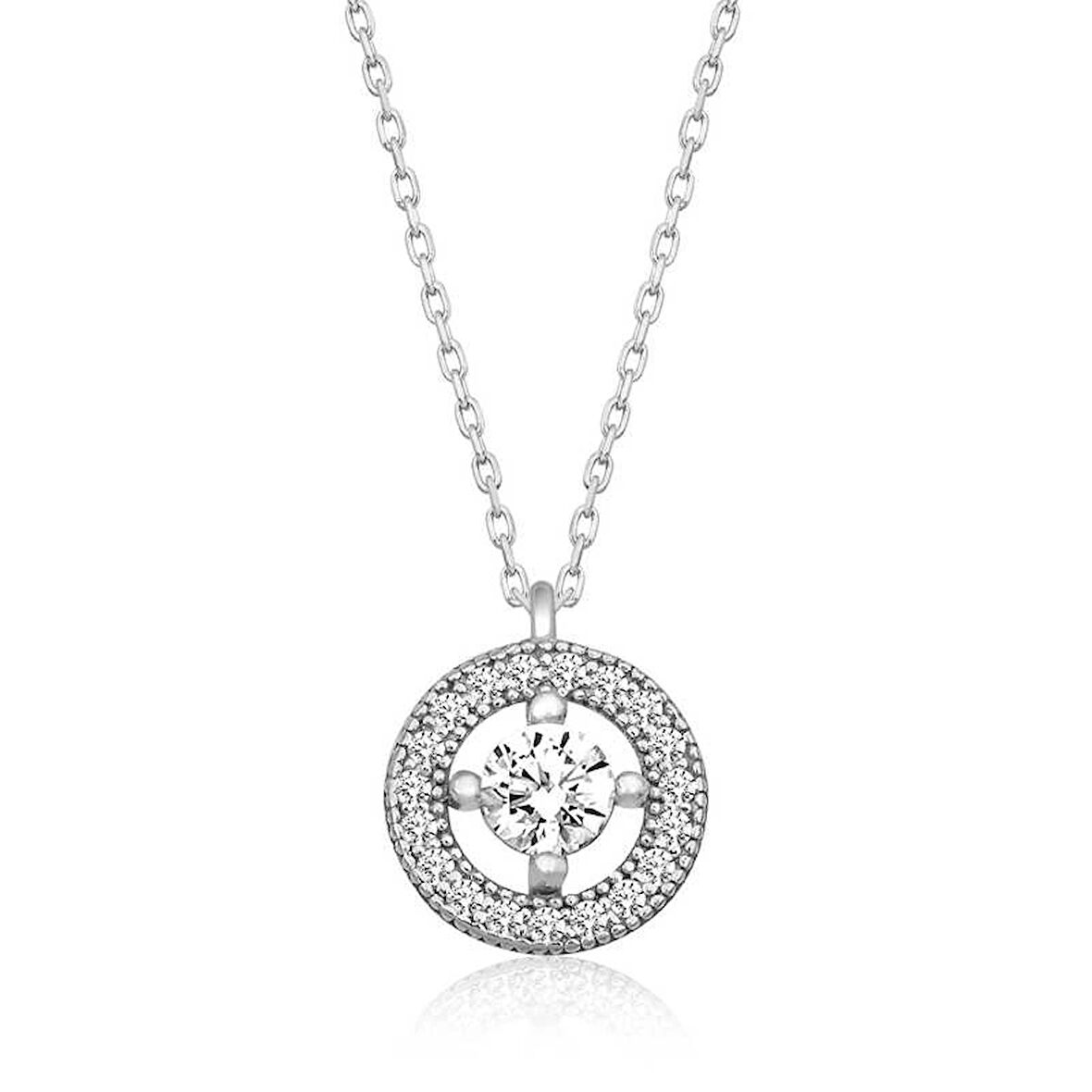 Supertrend Gümüş Minimal Yuvarlak Tektaş Kadın Kolye