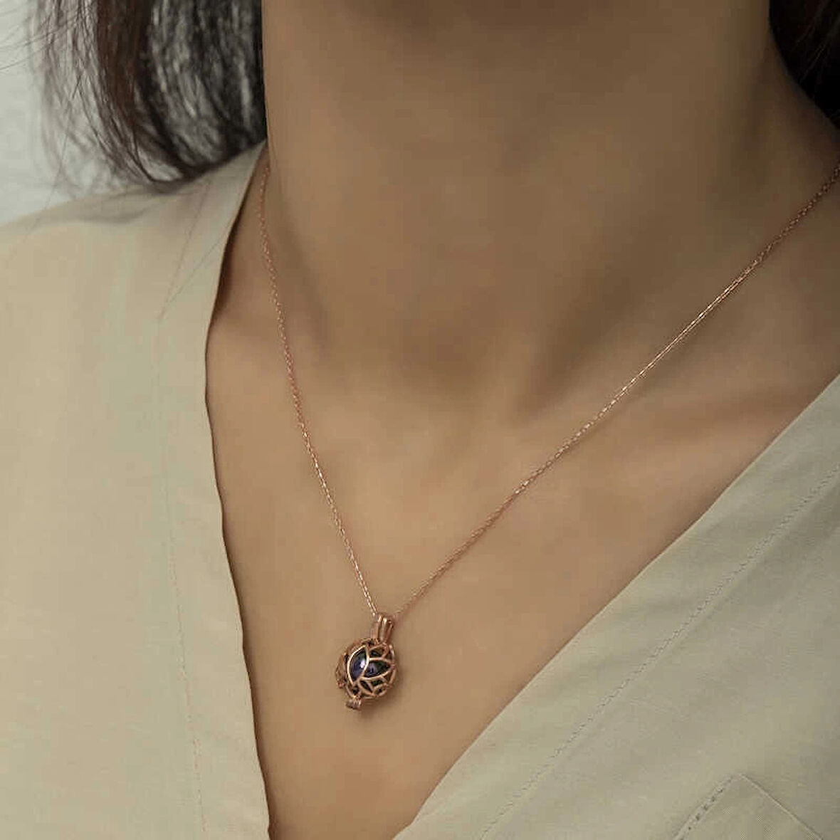 Supertrend Gümüş Rose Kafesli Lotus Kadın Kolye